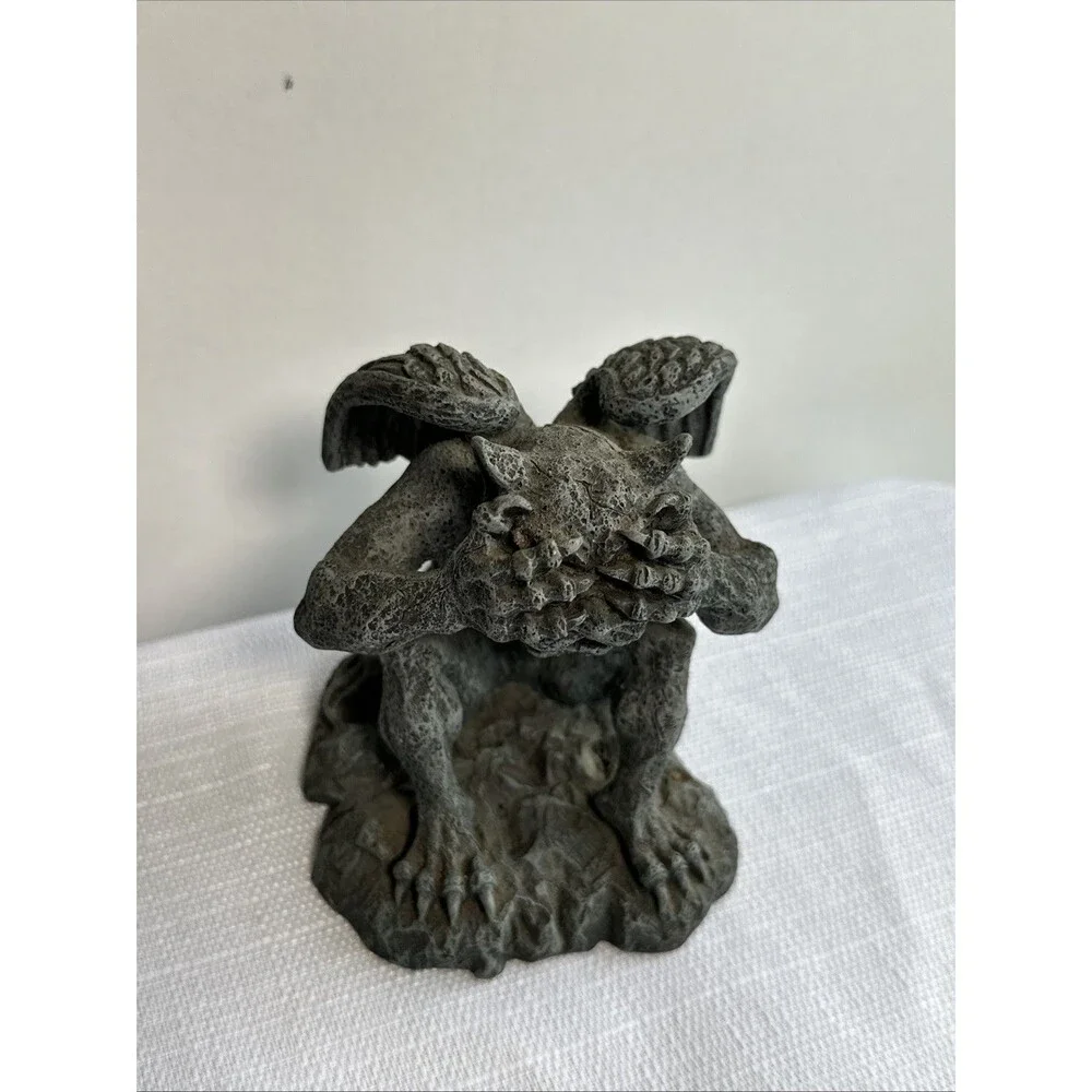 Vintage Summit Collection 4” Gargoyle Statue Figurine Gray Stone See No Evil